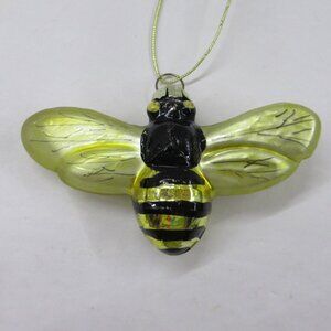 Bumble Bee Glass Christmas Ornament Boston International 3" Black Yellow